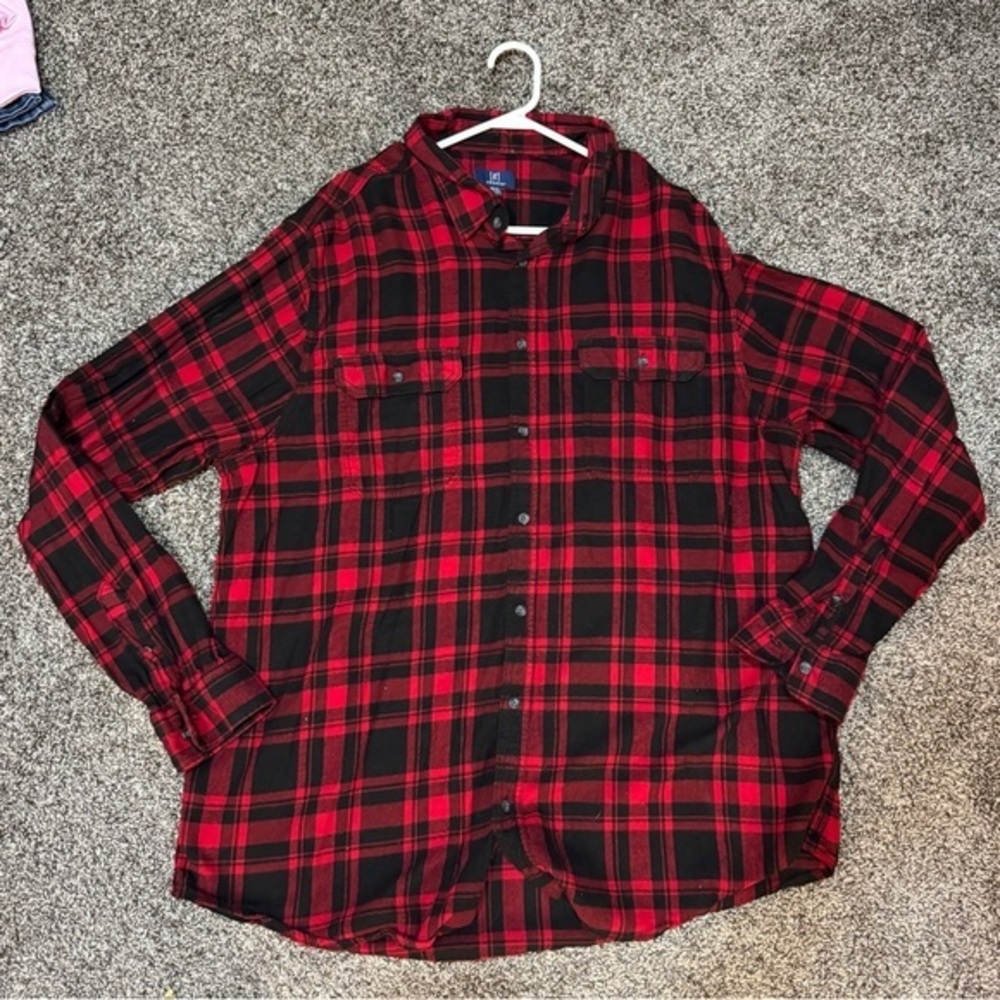 Men's Red and Black Plaid Shirt